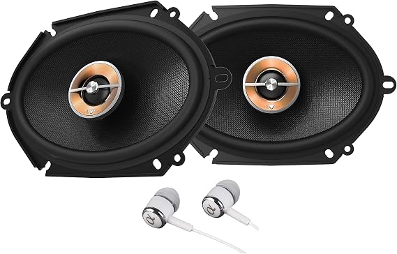 Infinity Kappa 6X8"/5X7" 300 Watts Max (100 Watts RMS) 2-Way Coaxial Car Audio Stereo Multi Element Speakers with UniPivot Tweeters with Oversized Voice Coils - Pair Bundled with Alphasonik Earbuds
