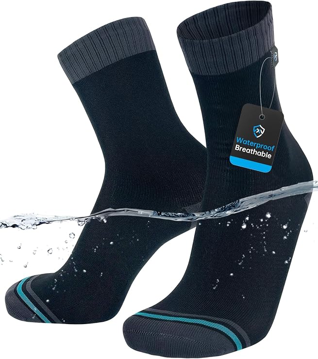 DexShell Waterproof Everyday Socks - Hiking Commuting, Quarter Crew | Waterproof below cuff; Moisture-permeable membrane; Walking, commuting & wet weather