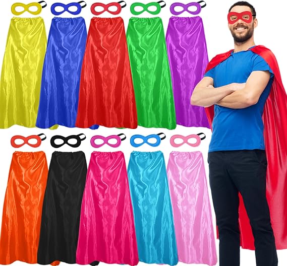 D.Q.Z Superhero-Capes and Masks for Adults Super Hero Costumes 10 Pack