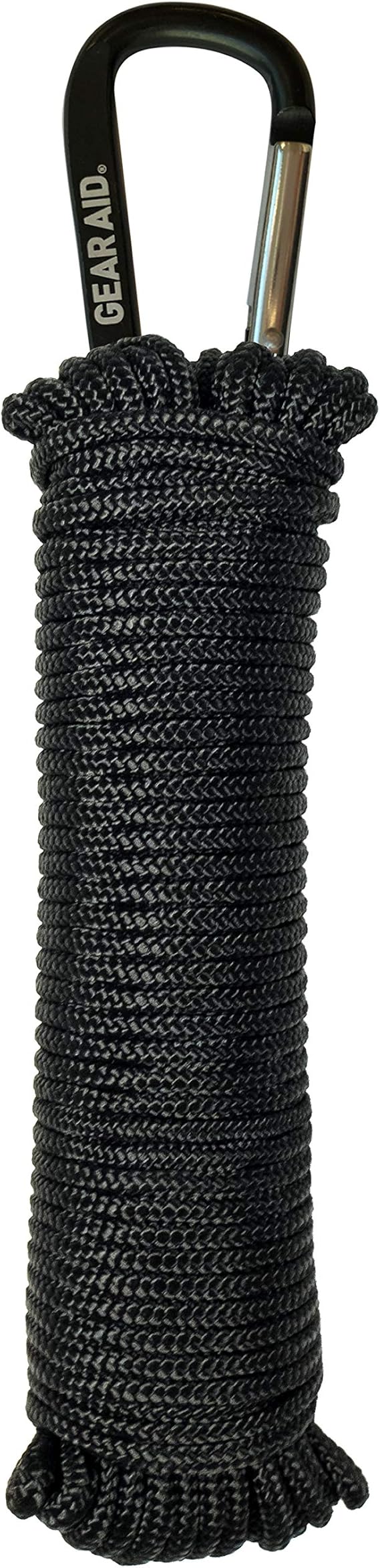 GEAR AID 325 Paracord and Carabiner, Utility Cord for Camping and Hiking, Black, 50 ft