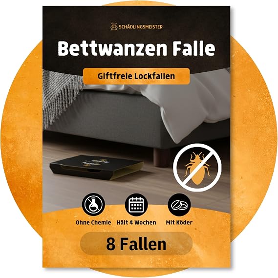 Bed Bug Trap - Pack of 8 - With Attractant - Effective up to 4 Weeks - For Determining Needs & Infestation Control - No Chemicals - Against Cimex Lectularius & C. Hemipterus (Bed Bug Trap)