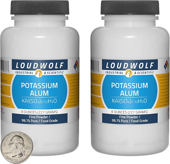 Potassium Alum / 1 Pound / 2 Bottles / 99.7% Pure Food Grade/Fine Powder