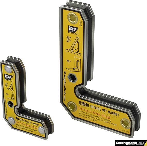 Strong Hand Tools, Angle Magnetic Square Kit, Inside/Outside Magnets, Fixed Angle, 90 (30, 60), Mag. Pull Force 20/33 lbs, 3/5" Length, Welding Square, MLDT350