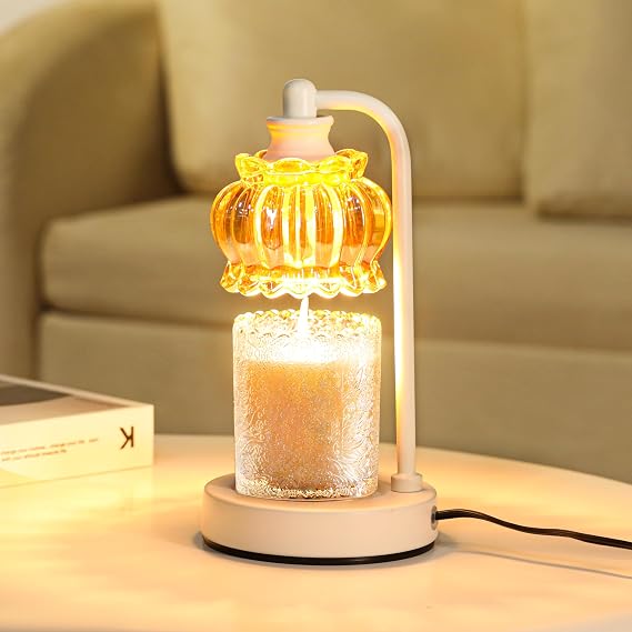 Dimmable Candle Lamp Wax Melt Warmer with Timer and 2 Bulbs - Electric Candle Warmer for Bedroom, Living Room, House Warming Gifts for Women, Mom