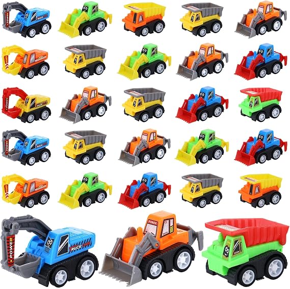 DERTE 15 Pieces Mini Construction Car Toys Small Truck Excavator Vehicles