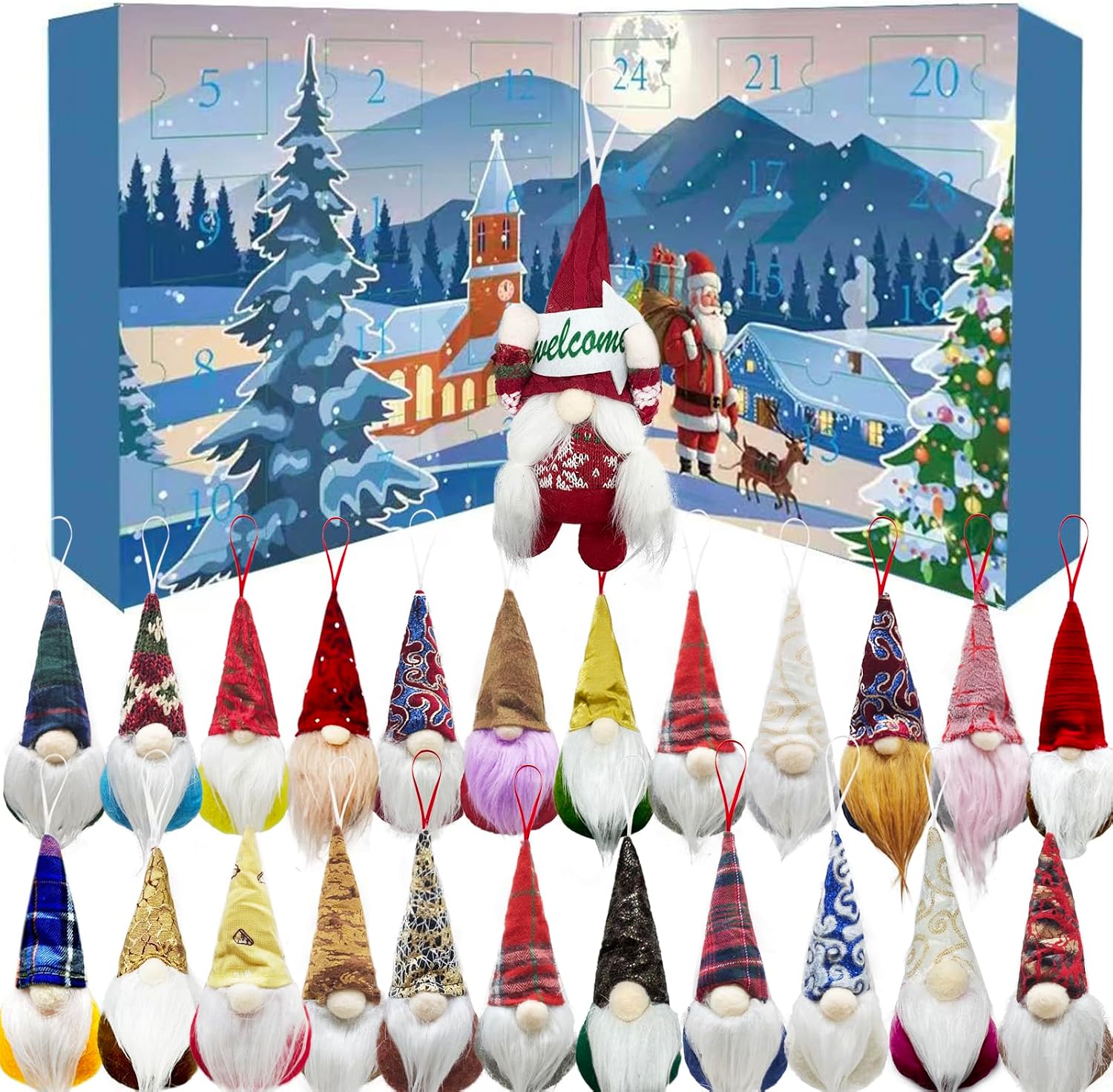 Gnomes Advent Calendars 2025, Christmas Gnomes Countdown Calendar 2025, 24pcs Collectible Christmas Figures Gnome Decorations,Gifts for Friends (B)
