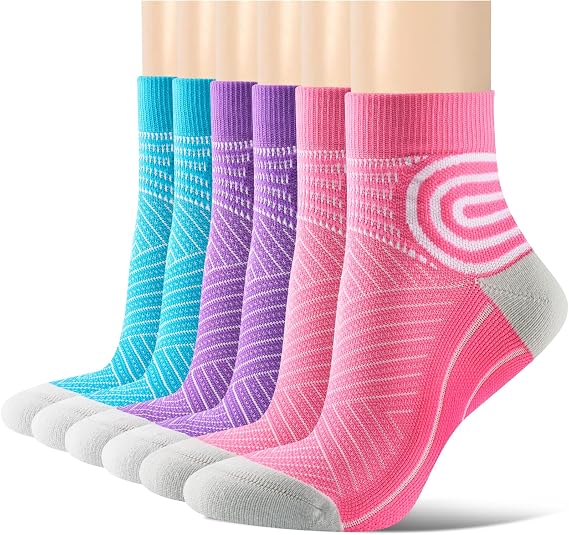SukModen Ankle Compression Socks for Women, 3 Pairs Running Socks