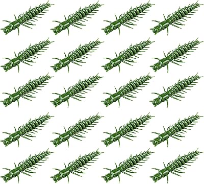 Eupheng 23 Hellgrammite Fishing Lures, Super Realistic Soft Plastic Fishing Lures for Ned Jig Drop Shot Rig, Qty 20Pack12Pack