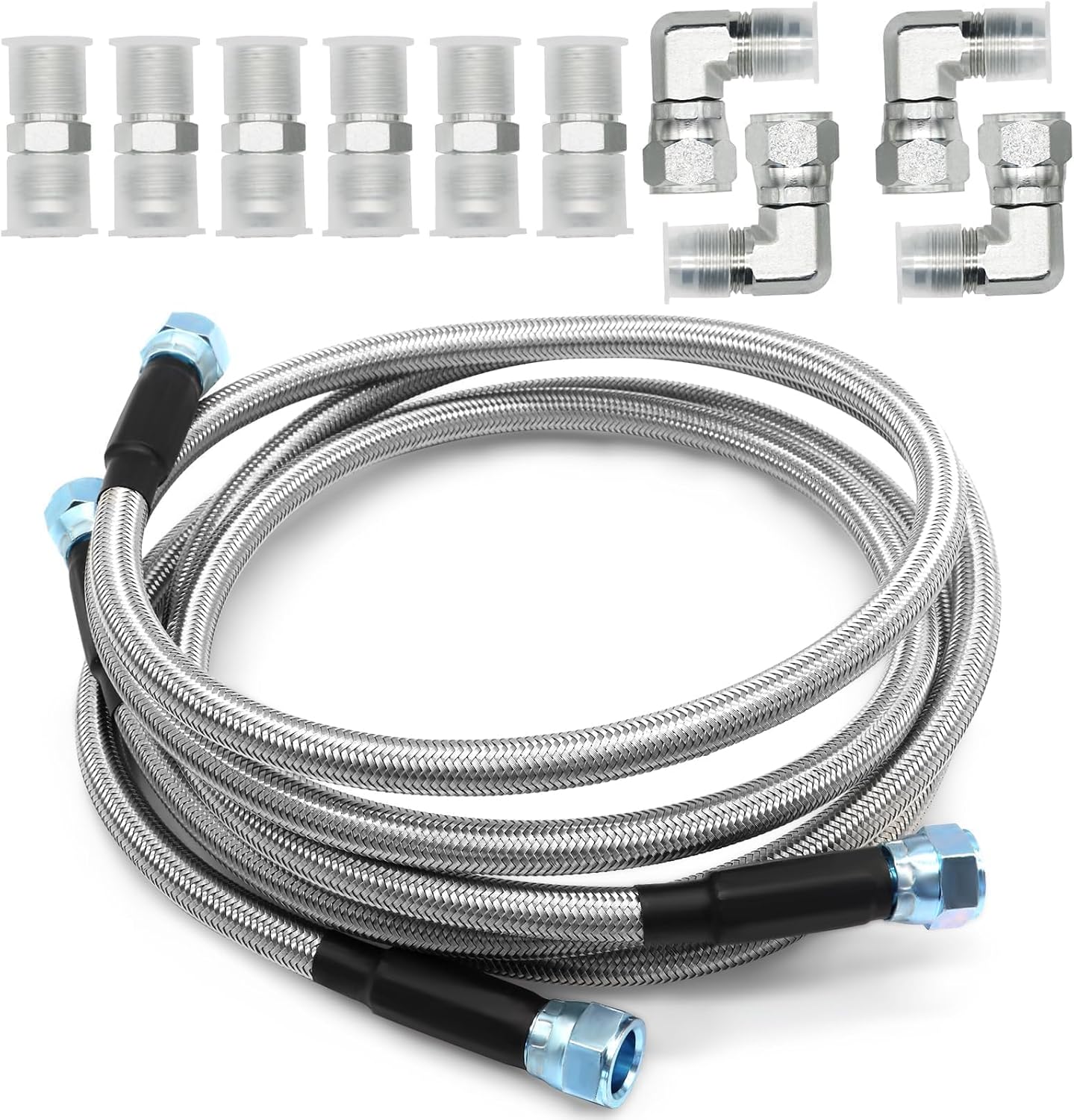 6AN 52 Engine Stainless Steel Flexible Braided Transmission Cooler HosesLine Compatible with TH350 700R4 TH400 52 Length in 0.32 Inches Inside Diameter 0.45 Outside