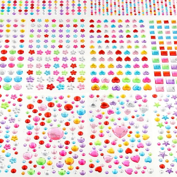 NEBURORA 4902 Pcs Sparkling Gem Stickers Self-Adhesive Rhinestone Gem Stickers for DIY Card Making Crafts Decorations