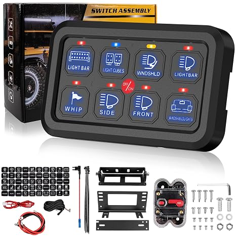 8 Gang Switch Panel Control Panel, RGB Toggle Momentary Pulsed