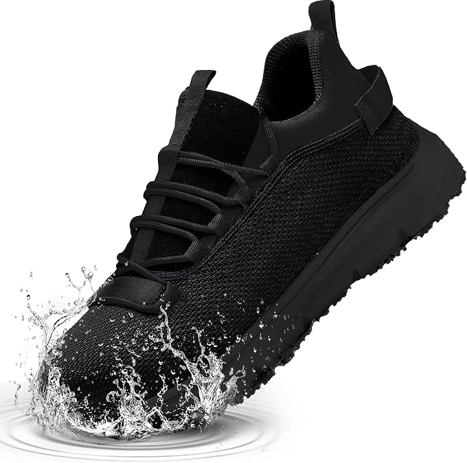 Waterproof Steel Toe Shoes for Men Women Non Slip Work Shoes Lightweight Safety Sneakers Comfortable Puncture Proof Shoe Zapatos Punta de Acero para Hombres Black