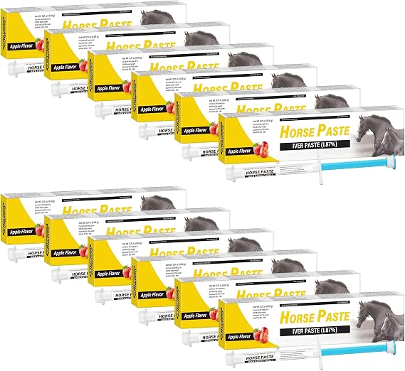 12 Pack Equine Paste 1.87% (6.08g Each) Apple Flavored Oral for Horse