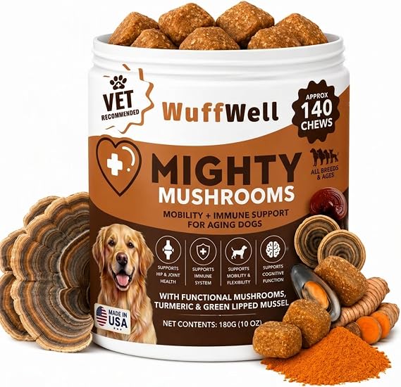 WuffWell Turkey Tail Mushroom for Dogs - Dog Multivitamin & Mushroom Chews
