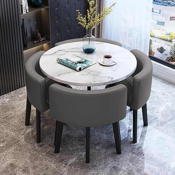 Round conference table with chairs set, Office Reception Room Club Table, Chair Set for 4 Negotiation Table Sales Office Shops Meetings Small Round Tables, Suitable for Lounge, Living Room, Kitchen (