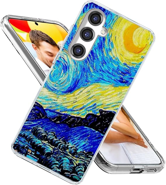 for Galaxy S24 Case,Samsung S24 Case for Girl Women Men,ARTIOSIT Shockproof Thin Slim Soft TPU Clear Protective Phone Case Cover Design for Galaxy S24 6.1,Famous Artist Painting Van Gogh Starry Night