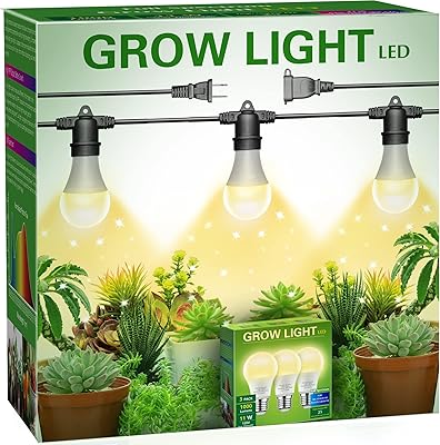 Briignite Hanging Grow Light, 3 LED Full Spectrum Grow Lights with 8.86ft Power Cord, Replaceable Bulbs E26 Base, Linkable Hanging Plant Light, 300W