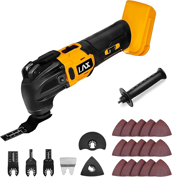 Oscillating Multi Tools for Dewalt 20V Battery, Multi-Use Cutting and Sanding Tool, 4Oscillation Angle, 6 Variable Speeds, Quick-fit Blade Design with 22pcs Accessories for Cutting, Sanding, Scraping