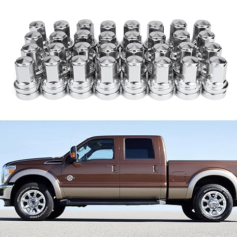 32 Pcs M14x1.5 Chrome Lug Nuts for 2017-2025 Ford F250 F350 Super Duty