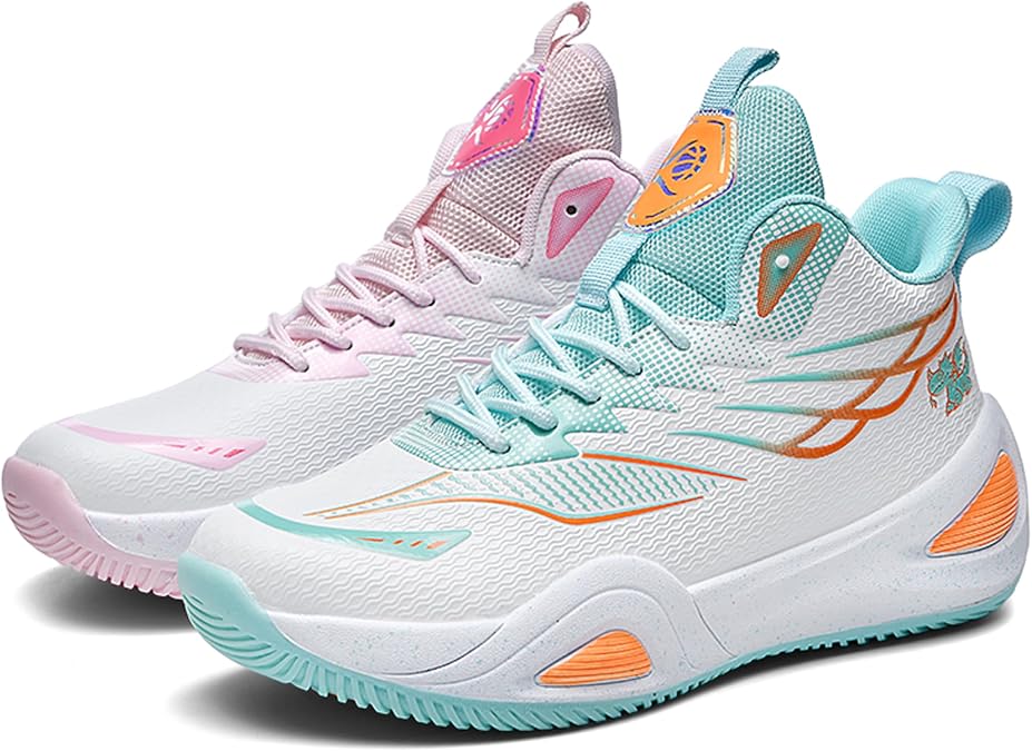 Men's High-Top Basketball Shoes Anti-Slip and Wear-Resistant Soles Running Shoes Graffiti Design Fashionable Sports Shoes