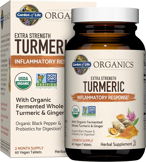 Garden of Life Organics Extra Strength Turmeric Supplement, 60 Tablets