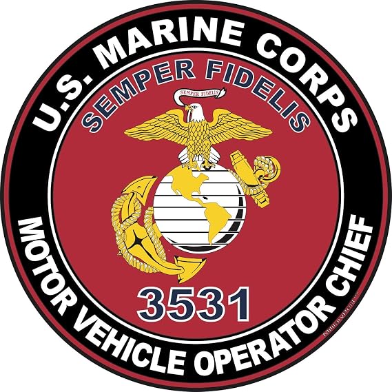 U.S.M.C. MOS 3531 Motor Vehicle Operator Chief Decal 3.8" - Red
