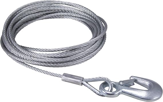 Dutton-Lainson Company - Goldenrod (6361) 7/32" x 25" Winch Cable with Hook - 7 x 19 Galvanized Aircraft Cable for Safe Working Loads - Flexible, High Strength, Marine-Grade for Boat Trailer Winches