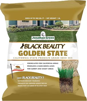 Jonathan Green 10769 Black Beauty Golden State California Grass Seed Made for California - Cool Season Lawn Seed 1 lb