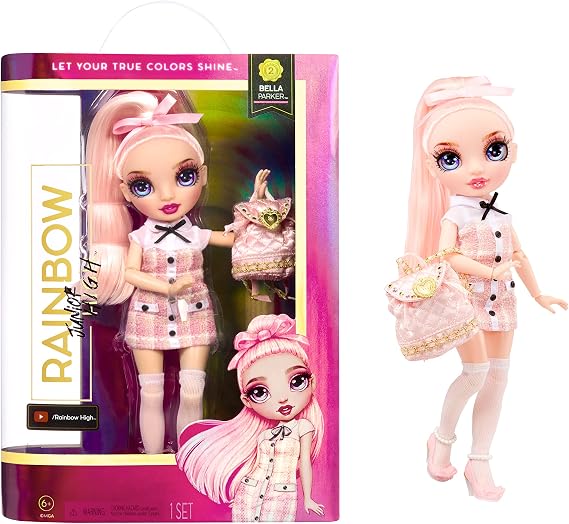 Rainbow High Jr High Series 2 Bella Parker- 9" Pink Posable Fashion Doll with Designer Accessories and Open/Close Backpack. Great Toy Gift for Kids Ages 6-12 Years Old & Collectors