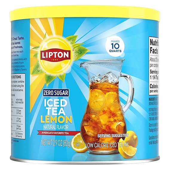 Lipton Diet Lemon Iced Tea Mix Pack of 2, 10 Quarts Each (Total 20 Quarts) Zero Sugar, Caffeinated Powder Drink Mix