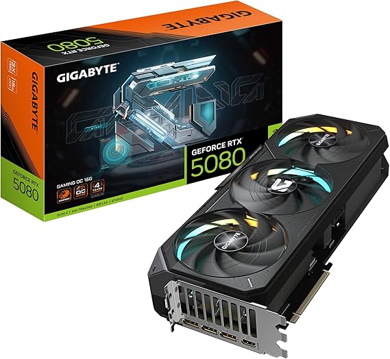 GIGABYTE GeForce RTX 5080 GAMING OC 16G Ekran Kartı 16 GB GDDR7 256-Bit PCIe 5.0 WINDFORCE Cooling RGB Fusion 3x DisplayPort 1x HDMI