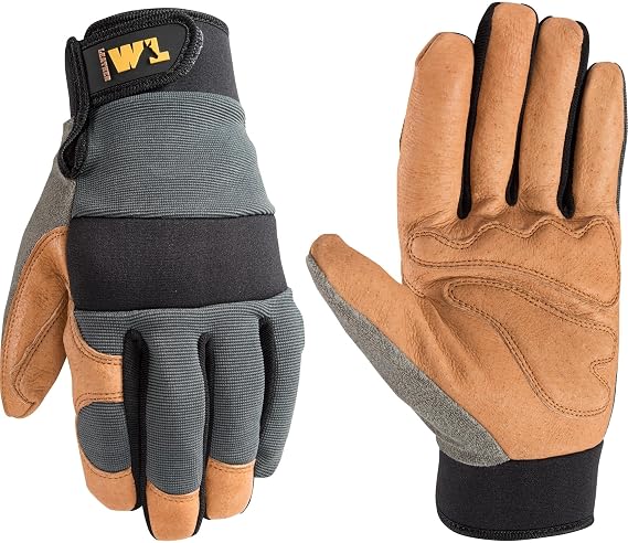 Wells Lamont Men's Heavy Duty Pigskin Hybrid Leather Work Gloves, Large