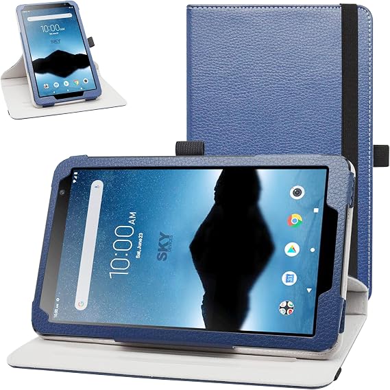 Bige for Vortex Tab 8 4g Rotating Case,DIALN X8 Ultra Case,MAXWEST Nitro 8 Case,Sky Devices Elite Octa Rotating Case,Foxx T8 Plus Rotating Case,Pritom L8 Rotating Case,Blue