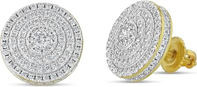 Mens Ladies 14K Gold Over Silver Lab Diamond Earrings Screw Back Studs Iced Out aretes para hombre - Mens Earrings, Screw Back, Mens Jewelry, Hip hop Earring