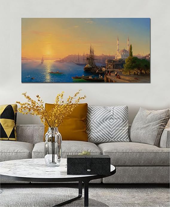 80x40cm Eski İstanbul Dekoratif Duvar Kanvas Tablo BRD-SNT-M-0414
