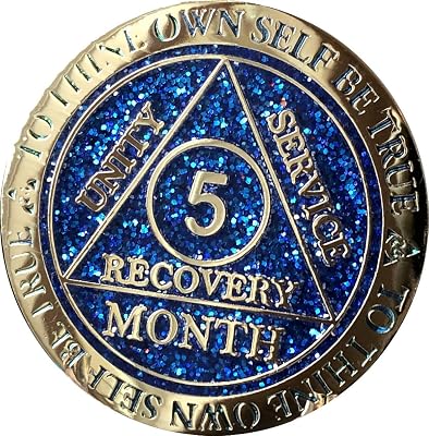 5 Month AA Medallion Reflex Blue Glitter Gold Plated Chip