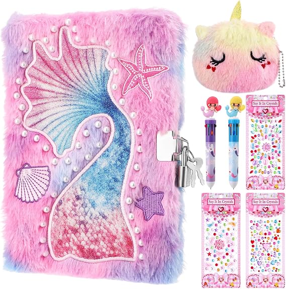Mermaid Diary for Girls with Lock and Keys