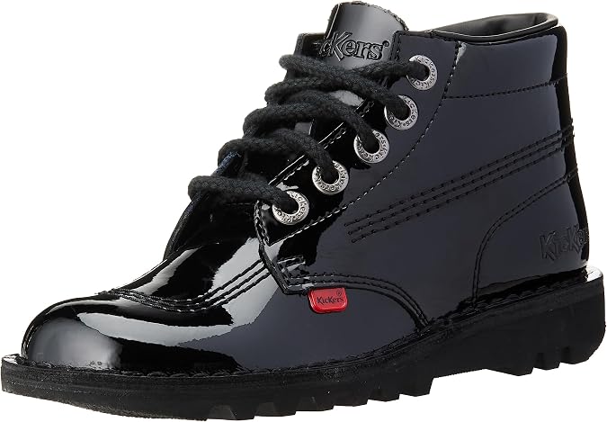 Kickers Hi C, Unisex Classic Boots, Black Patent, 8