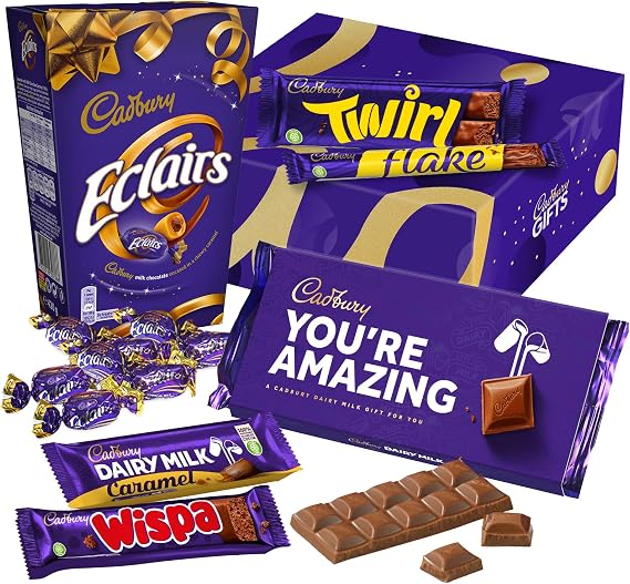 Cadbury "You're Amazing" Chocolate Gift - Full Size Cadbury Chocolate Bars including Flake, Caramel, Twirl, Dairy Milk and More. Valentine's, Birthday, Easter gift