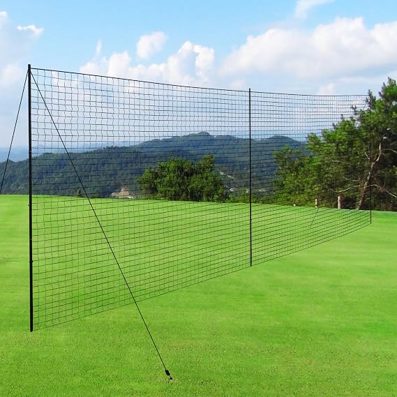 Heavy Duty Backstop Net System with Posts for Backyard Sports | Soccer Sports Barrier Net for Backyard Sport Netting Movable/ Socketed Backstop Net Ball Containment Net