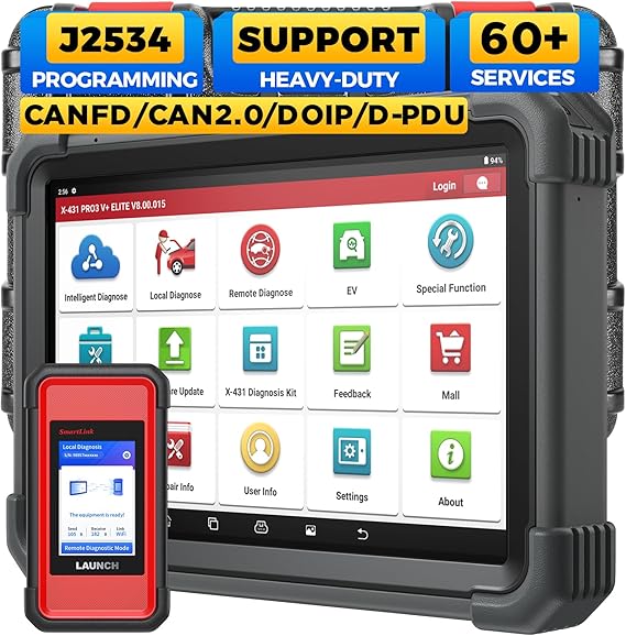 Launch X431 PRO3 V+ Elite, 2026 Bidirectional Scan Tool with J2534 Protocol | Online Coding, Topology Map 60 Service Diagnostic Scan Tool,3000+ Active Test Scanner for Car, DoIP D-PDU FCA, 2-Year Update