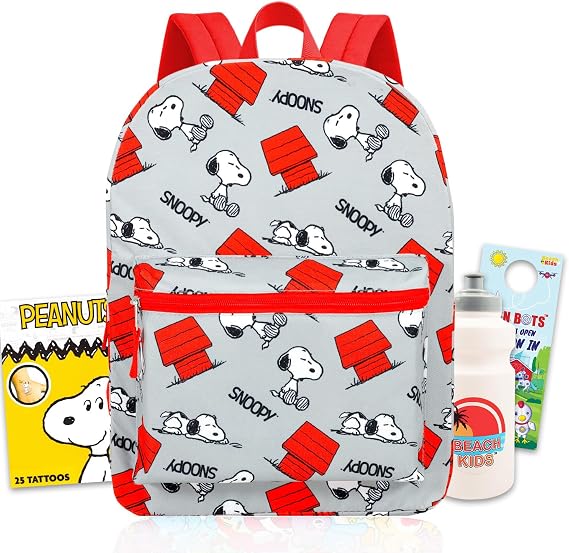 Snoopy Backpack for Kids School Bundle w/ 16in Bookbag + More