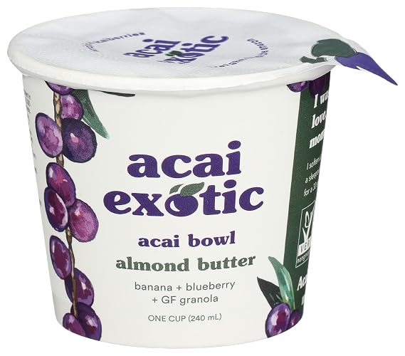 Acai Exotic Almond Butter Bowl - Acai Bowls Made with Wild-Harvested Berries & Gluten-Free Granola - Fruit Bowl Crafted with Mindful, Simple Ingredients- Healthy Snack for Any Time of Day- 12 Bowls
