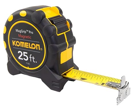Komelon 7125 Monster Maggrip 25-Foot Measuring Tape with Magnetic End, Yellow, 25ft- Blade
