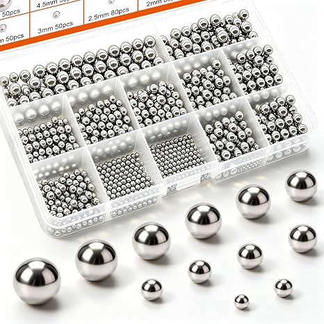 weideer 600pcs 12 Size Stainless Steel Precision Steel Balls 1-8mm Metric Bicycle Bearing Balls Assortment Kit Mixing Balls 1mm 2mm 2.5mm 3mm 3.5mm 4mm 4.5mm 5mm 5.5mm 6mm 7mm 8mm K-085-600