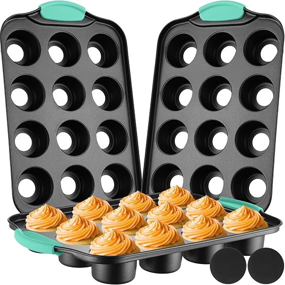 Uiifan 3 Pack Mini Cheesecake Pans Removable Bottom 12 Cavity, Mint Green