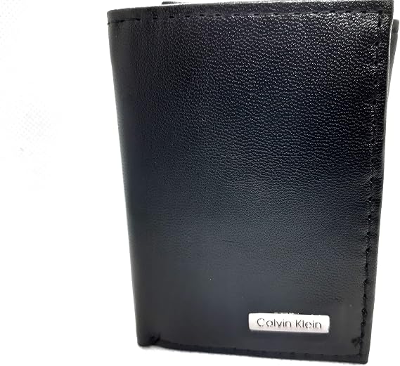 Calvin Klein Men's Compact Genuine Leather Wallet with RFID Protection, Black, compact, Classic