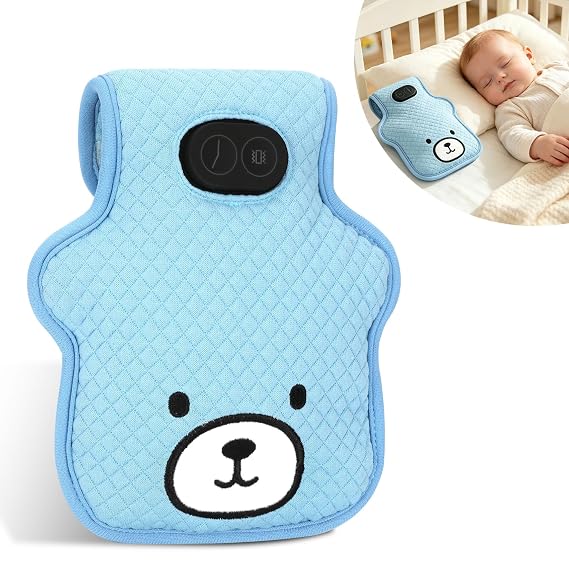 Portable Vibrating Sleep Soother, 3 Adjustable Vibration Modes, 90 Min Timer, Sleep Soother Pad with Cute Bear Pattern for Crib, Bassinet & Stroller Travel Use, Perfect Gift for New Mom