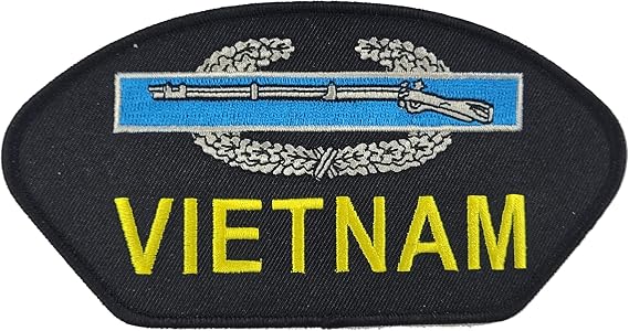 Vietnam with Combat Infantry Badge CIB Patch - Silver, Royal Blue & Gold on Black Background - Veteran Owned Business