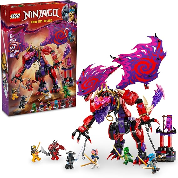 LEGO NINJAGO Thunderfang Dragon of Chaos Building Toy for Kids Ages 8+ Dragon Rising Playset with 6 Minifigures and Poseable Figure - Birthday Gift Idea for Boys and Girls - 71832